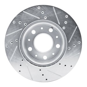 Ram Promaster 2500 Brake Rotor (1) - Front Left - R1 Concepts - Drilled & Slotted - Silver - `14-`25